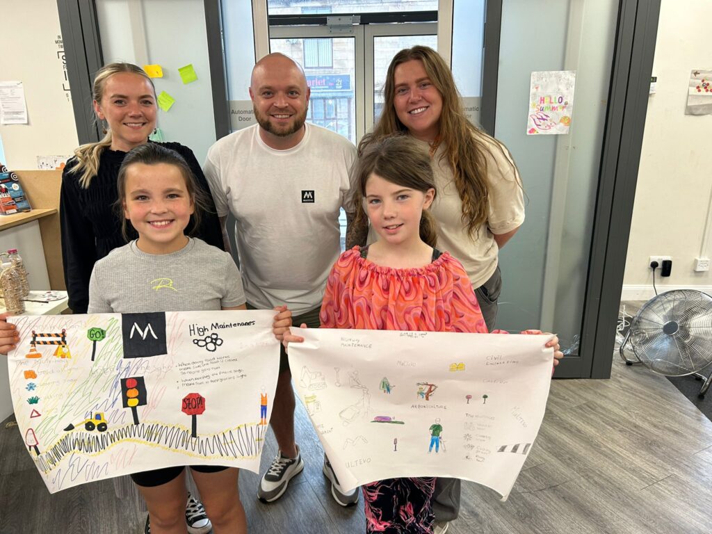 Multevo with the winners of the tea towel competition